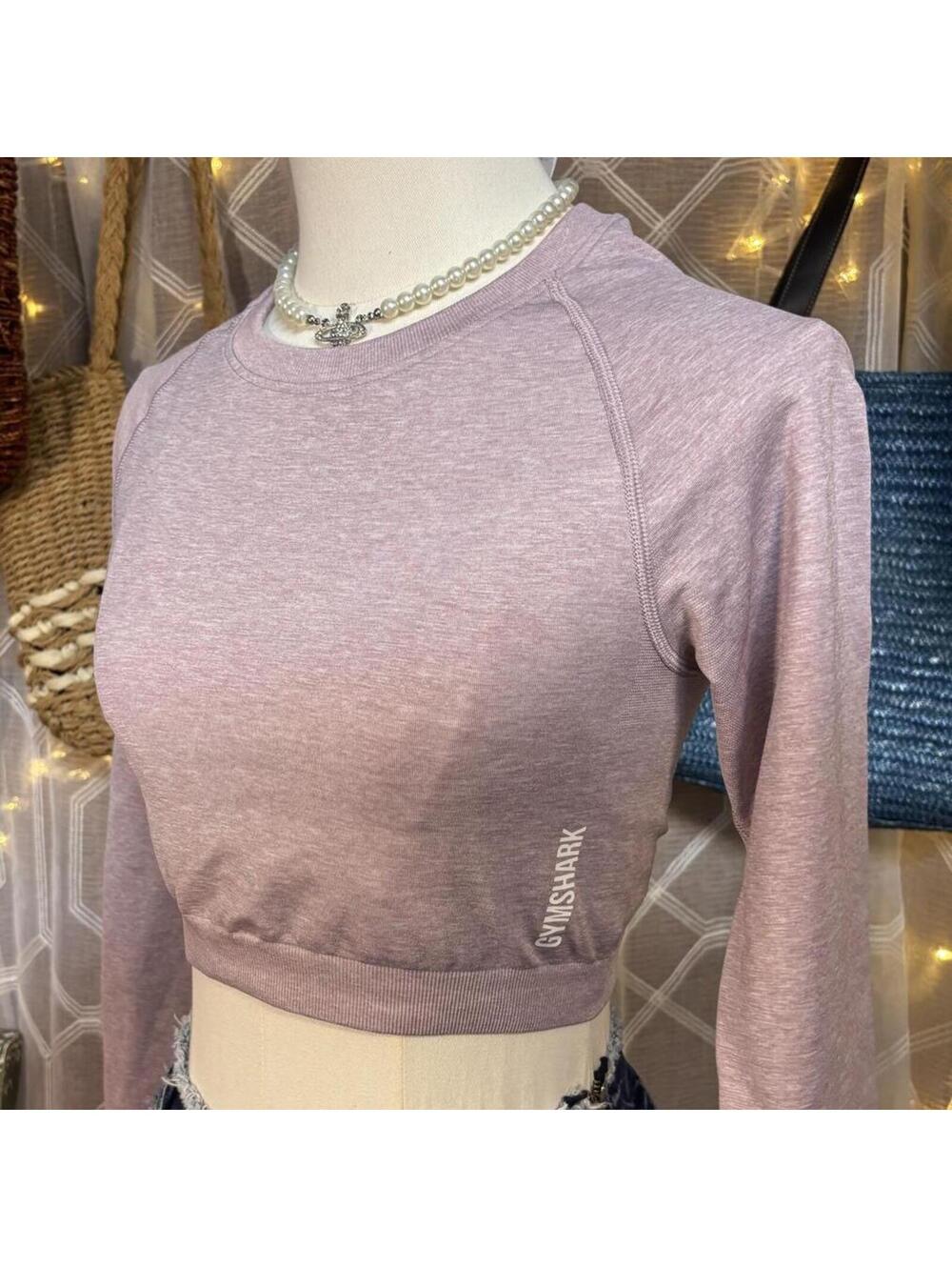 Gymshark Vital Seamless Crop Top Mauve Pink Long Sleeve Activewear Gym XS